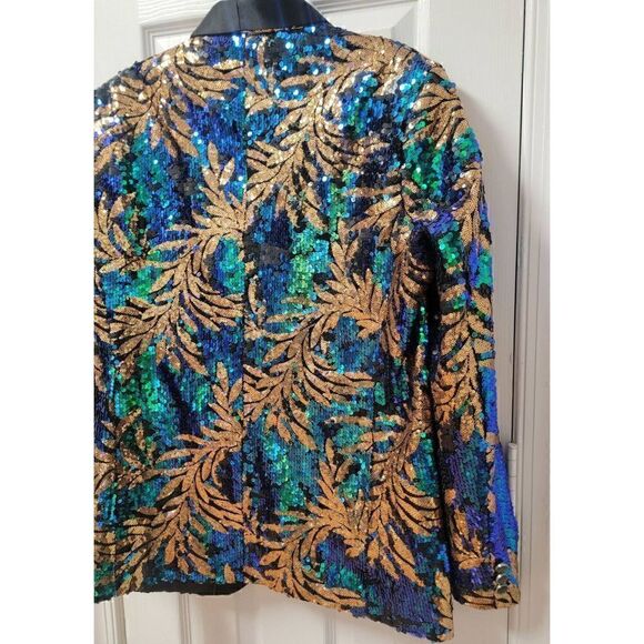 Sparkly Dark Green Sequins Men's Blazer M - Picture 6 of 10